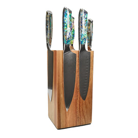 Shinrai Knives - Parelmoer Jewels 5-delige Messenset + Messenblok Rotate Shinrai Knives - Parelmoer Jewels 5-delige Messenset + Messenblok Rotate Messenset met blok Shinrai Knives