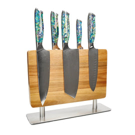Shinrai Knives - Parelmoer Jewels 5-delige Messenset + Messenblok Stans Shinrai Knives - Parelmoer Jewels 5-delige Messenset + Messenblok Stans Messenset met blok Shinrai Knives