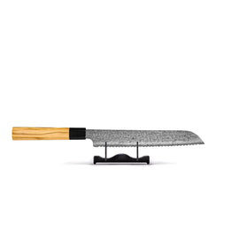 Shinrai Japon - Couteau à Pain Takumi Kaza Damas 20 cm Shinrai Knives - Takumi Kaza 3-delige Damascus Messenset - Koksmes + Broodmes + Schilmes Messenset Shinrai Knives