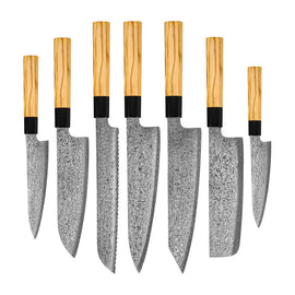 Shinrai Knives - Takumi Kaza 7-delige Damascus Messenset Shinrai Knives - Takumi Kaza 7-delige Damascus Messenset Messenset Shinrai Knives