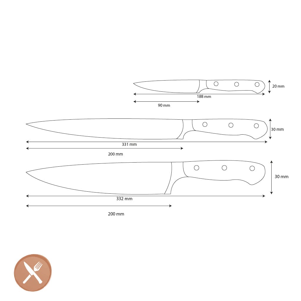 Wusthof - Ikon Messenset 3-delig Messenset Wusthof