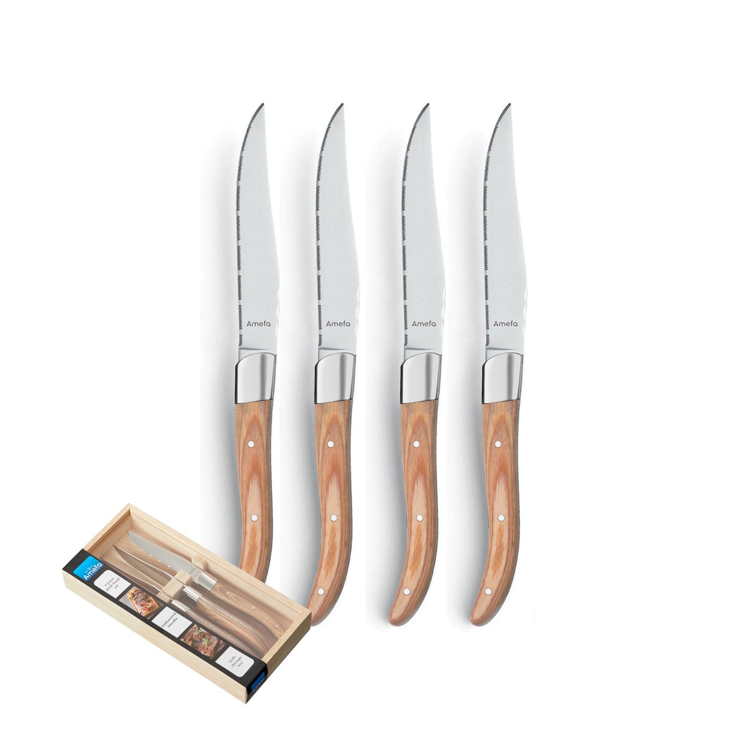 Amefa - Royal Steak 4 Steakmessen - Natural Wood Bestekset Amefa