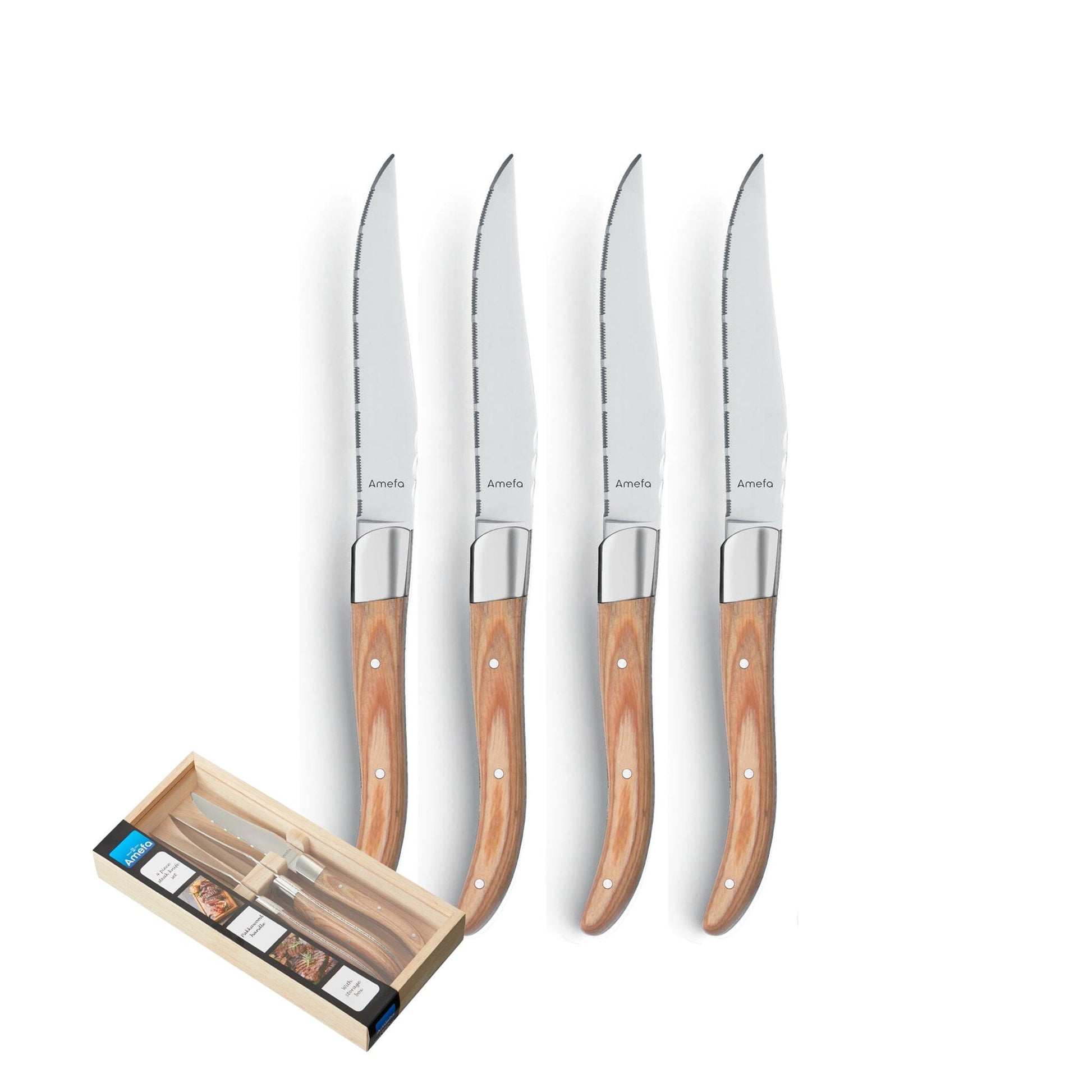 Amefa - Royal Steak 4 Steakmessen - Natural Wood Bestekset Amefa