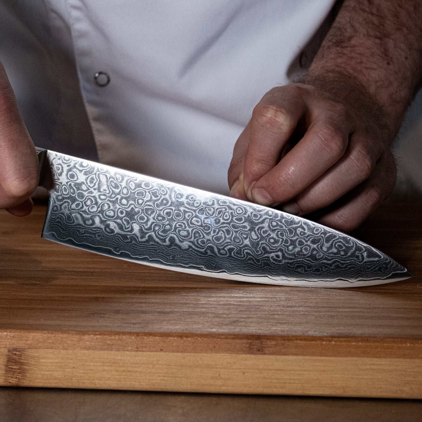 Damast Pakka Wood - Damascus Koksmes 20 cm Keukenmessen Shinrai Japan