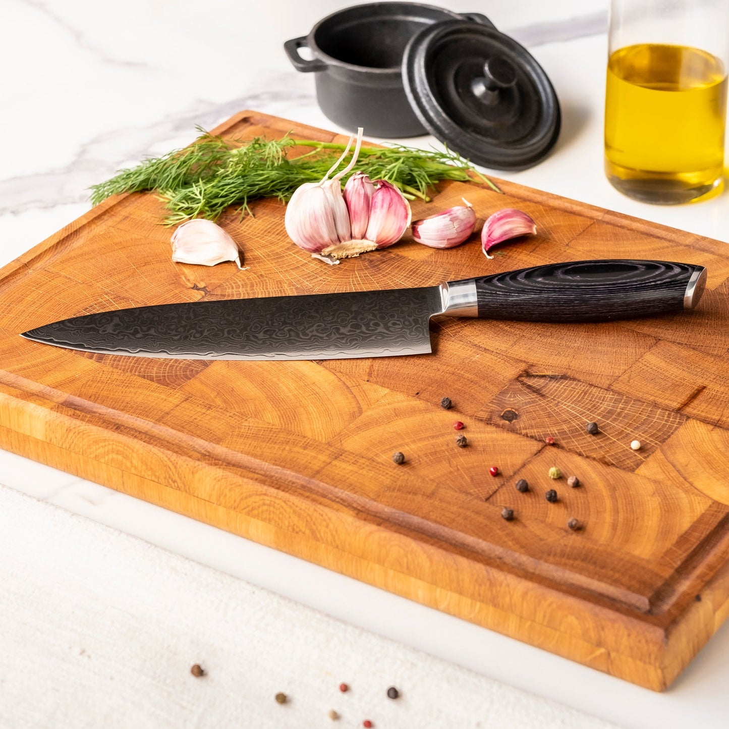 Damast Pakka Wood Series - 3-delige messenset Messensets Shinrai Japan