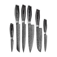 Damast Pakka Wood Series - 6-delige messenset + Acacia houder style 1 Home & Garden KookGigant