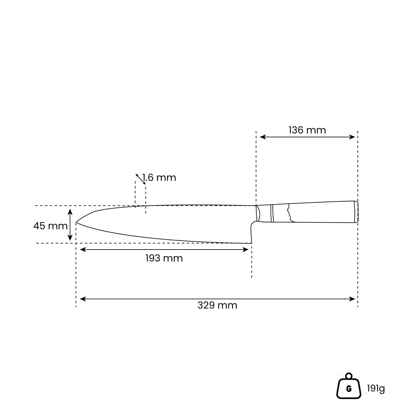 Epoxy Ruby - Damascus Koksmes 20 cm Shinrai Japan
