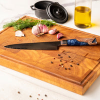 Epoxy Sapphire 6-delige Damascus Messenset + Acacia houder 1 Shinrai Japan