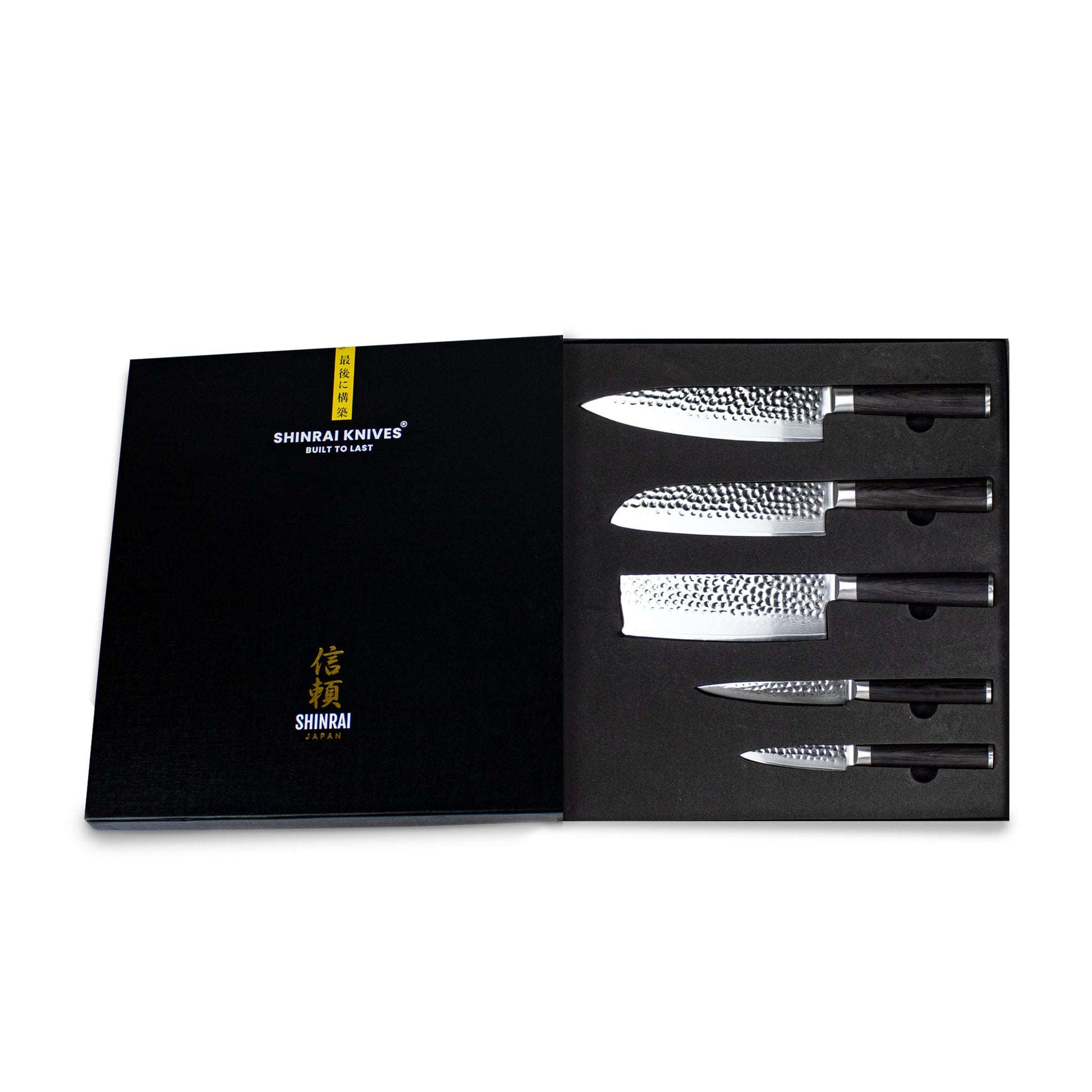 Hammered Damast BR 5-delige Damascus Messenset Messensets Shinrai Japan