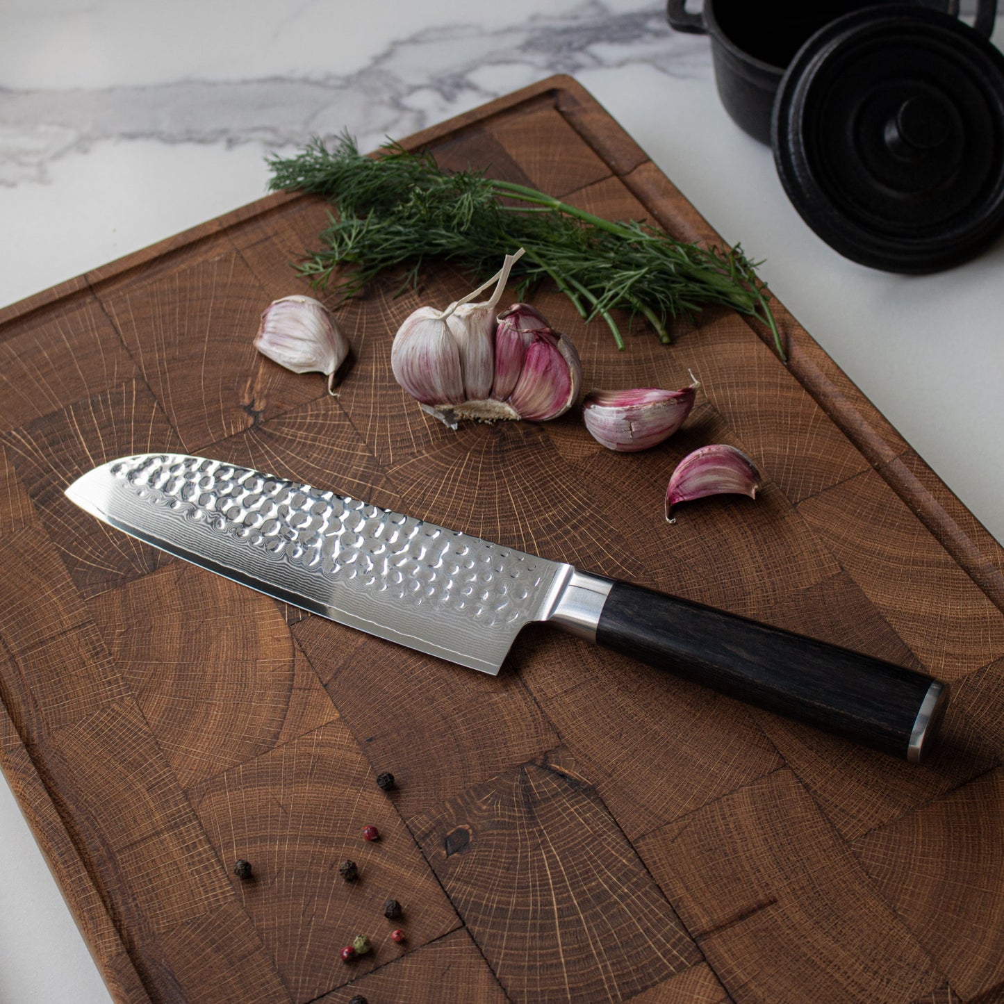 Hammered Damast BR Damascus Santoku 18 cm Keukenmessen Shinrai Japan