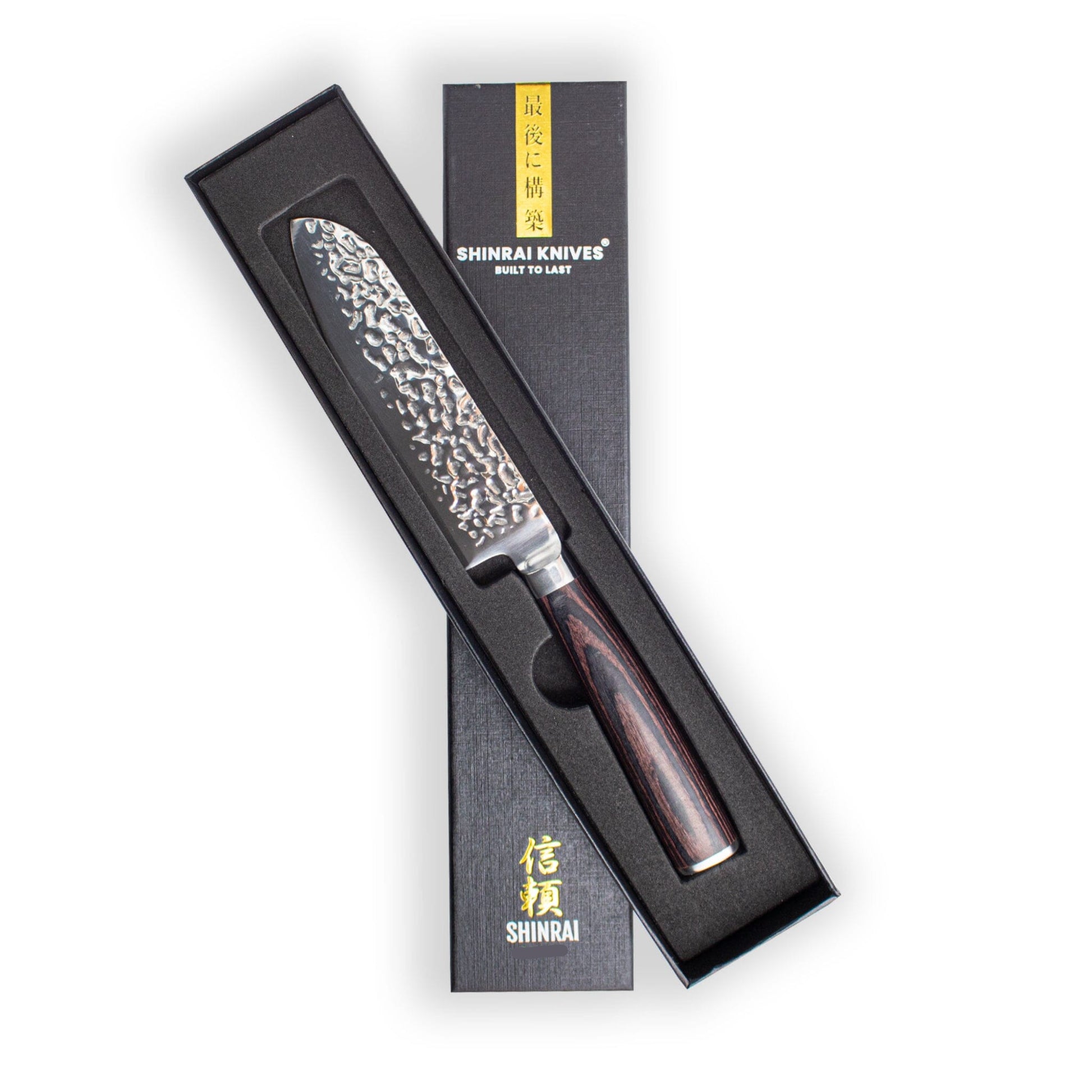 Hammered RVS Santoku 13 cm Shinrai Japan