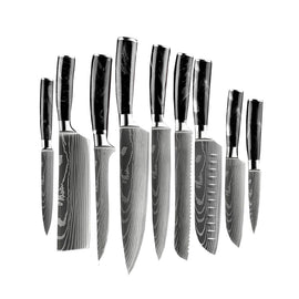 Shinrai Knives - Damascus Print Onyx Epoxy 9-delige Messenset Japanse Damascus Print Onyx Epoxy - 9-delige Messenset Messensets Shinrai Japan