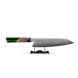 Shinrai Knives - Emerald Octagon Damascus Kiritsuke 23 cm - Special Edition Kiritsuke mes Damascus Emerald Octagon Keukenmessen Shinrai Japan