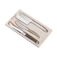 Lou Laguiole - 3-pc cheese set in wooden box - mixed color (pepper/pearl/taupe) Kaasmessen Lou Laguiole