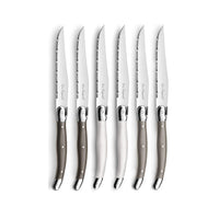 Lou Laguiole - 6-pc steak knives in wooden box - mixed color (pepper/pearl/taupe) Steakmes Lou Laguiole