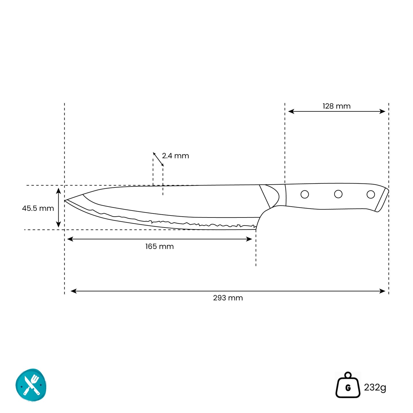 Mahoniehout Rood Series - Koksmes 20 cm Shinrai Japan