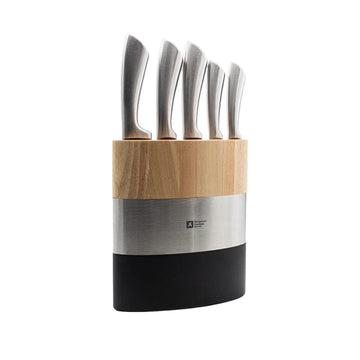 Richardson Sheffield - Fusion 5-delige Messenset met Messenblok - Naturel Hout & Zwart Messenset met blok Richardson Sheffield