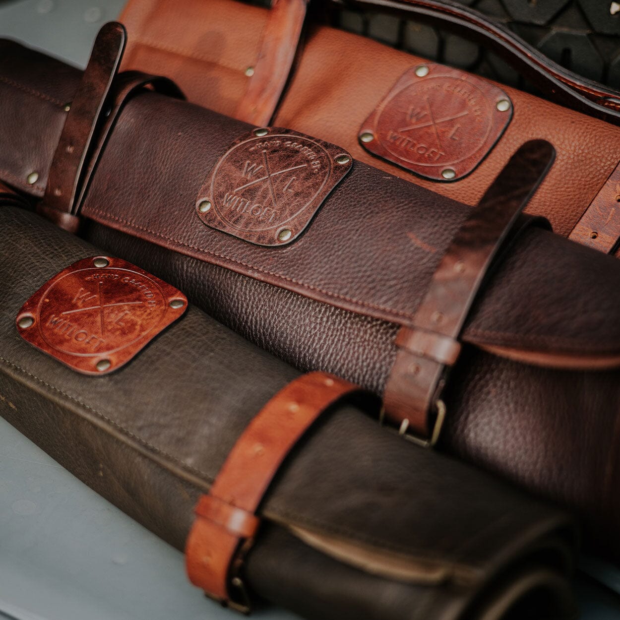 Witloft - Classic Leren Messenrol 5 Vakken - Groen/Cognac Messenrol leer Witloft