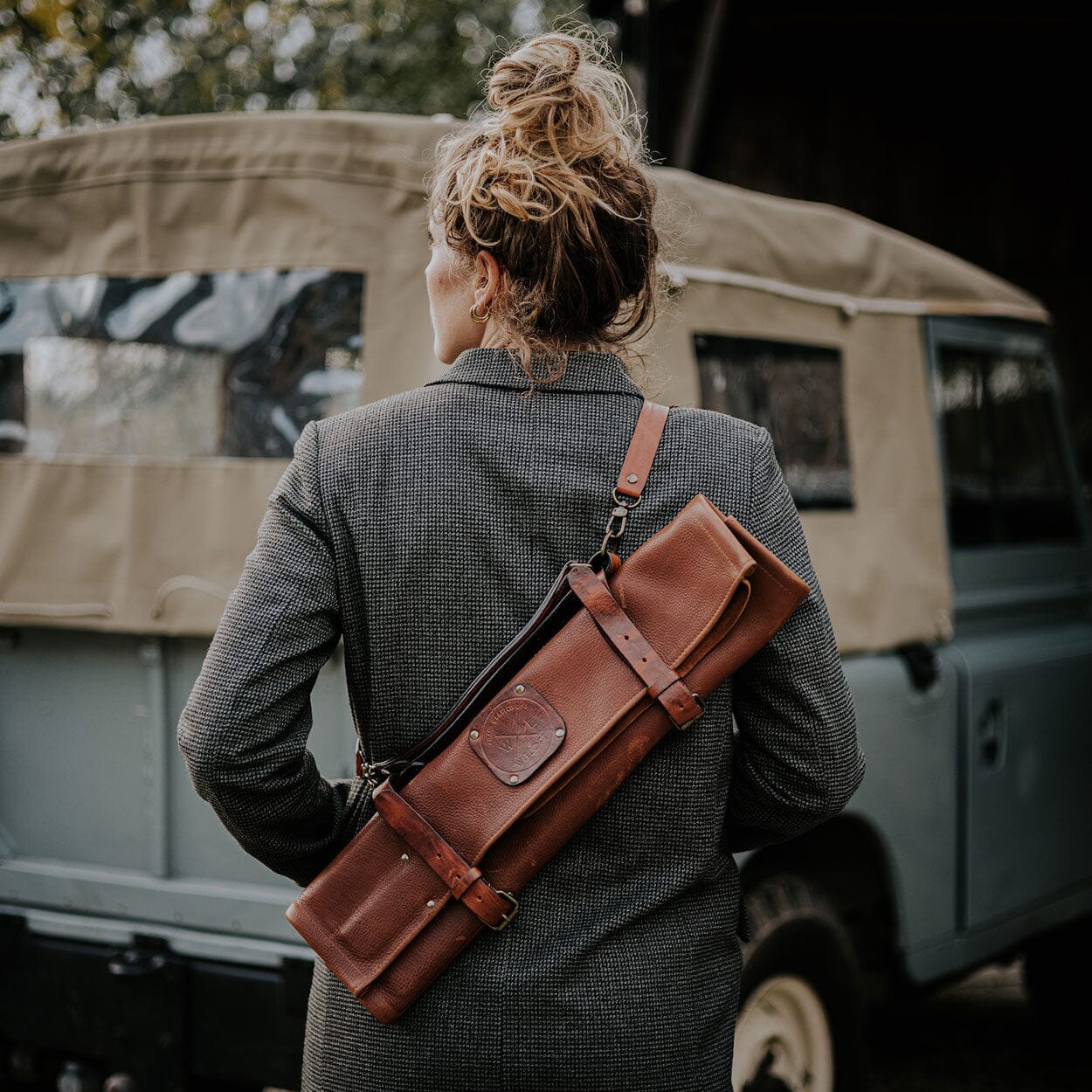Witloft - Classic Leren Messenrol 5 Vakken - Groen/Cognac Messenrol leer Witloft