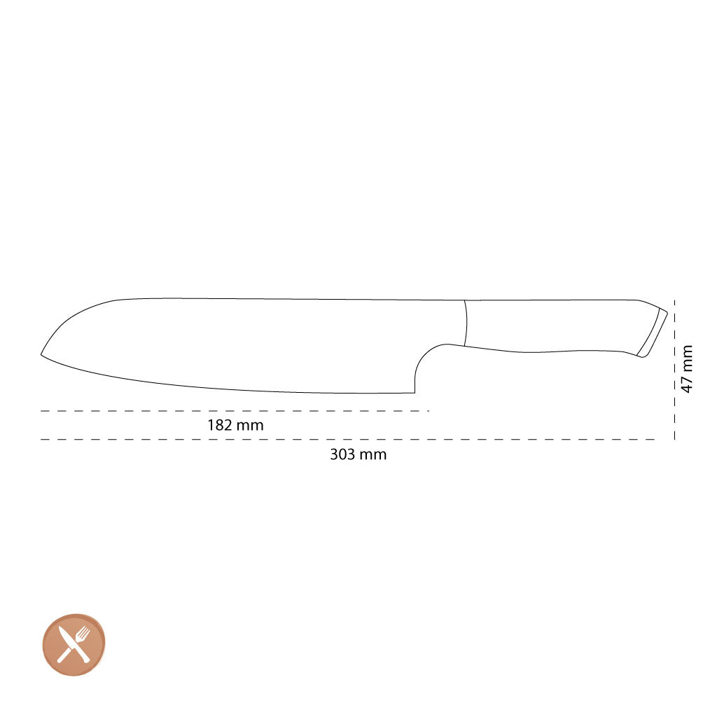 Shinrai Japon - Couteau Santoku Damas Série Eclipse 18 cm