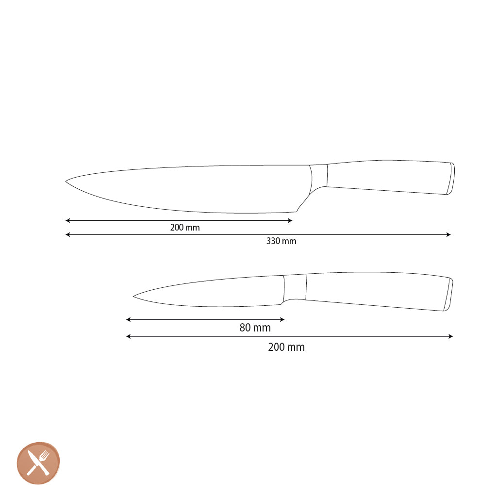 Shinrai Knives - Hammered RVS 2-delige Messenset - Koksmes + Schilmes