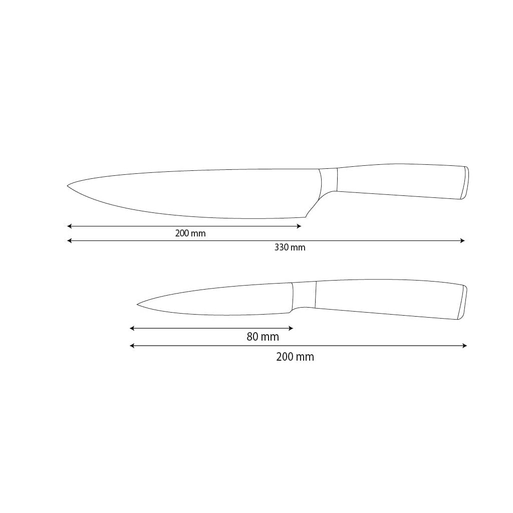 Shinrai Knives - Hammered RVS 2-delige Messenset - Koksmes + Schilmes