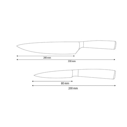 Shinrai Knives - Hammered RVS 2-delige Messenset - Koksmes + Schilmes