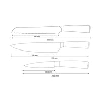 Shinrai Knives - Hammered RVS 3-delige Messenset - Koksmes + Broodmes + Schilmes
