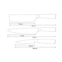 Shinrai Knives - Hammered RVS 3-delige Messenset - Koksmes + Nakiri + Schilmes