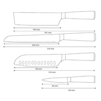 Shinrai Knives - Damascus Print 4-delige Messenset - Santoku + Broodmes + Nakiri + Schilmes