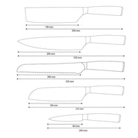 Shinrai Knives - Hammered RVS 5-delige Messenset - Koksmes + Broodmes + Nakiri + Santoku + Schilmes