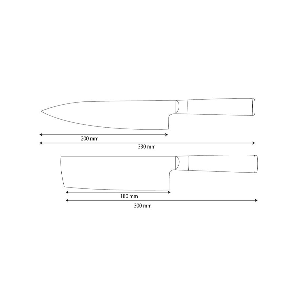 Shinrai Knives - Hammered Damast BR 2-delige Messenset - Koksmes + Nakiri