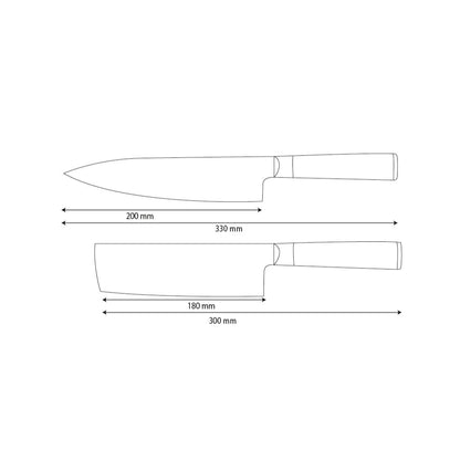 Shinrai Knives - Hammered Damast BR 2-delige Messenset - Koksmes + Nakiri