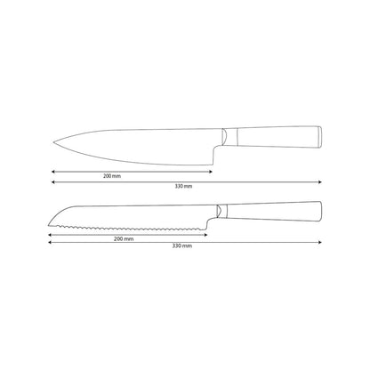 Shinrai Knives - Hammered Damast BR 2-delige Messenset - Koksmes + Broodmes