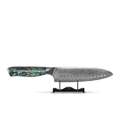 Shinrai Knives - Parelmoer Jewels Damascus Santoku mes 18 cm