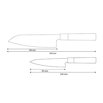 Shinrai Knives - Takumi Kaza 2-delige Damascus Messenset - Santoku + Schilmes