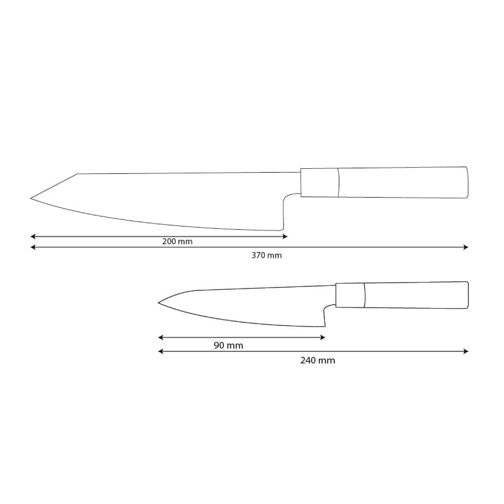 Shinrai Knives - Takumi Kaza 2-delige Damascus Messenset - Kiritsuke + Schilmes