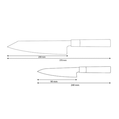 Shinrai Knives - Takumi Kaza 2-delige Damascus Messenset - Kiritsuke + Schilmes