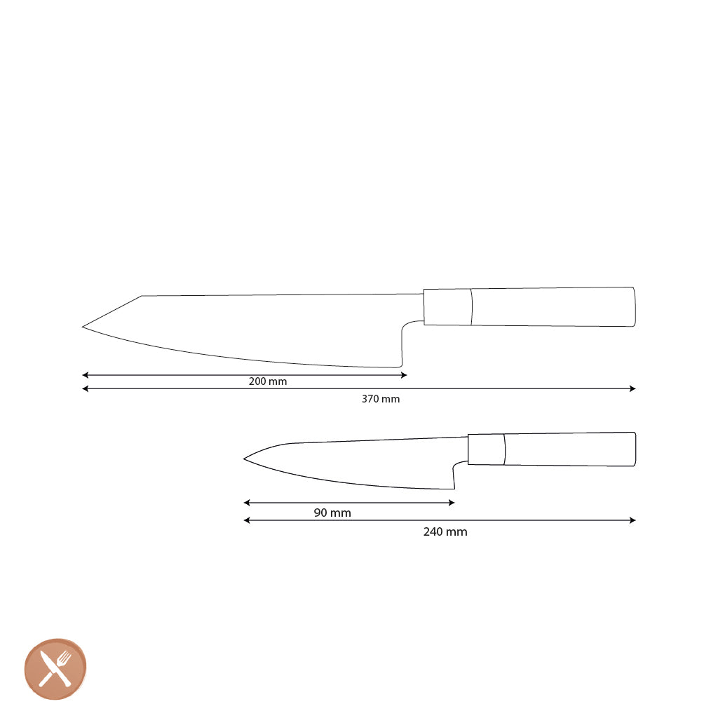 Couteaux Shinrai - Ensemble de couteaux Damas 2 pièces Takumi Kaza - Kiritsuke + Couteau d&#39;office
