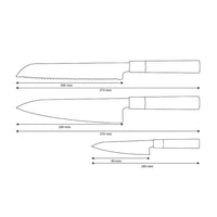 Shinrai Knives - Takumi Kaza 3-delige Damascus Messenset - Koksmes + Broodmes + Schilmes
