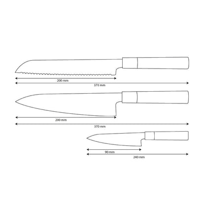 Shinrai Knives - Takumi Kaza 3-delige Damascus Messenset - Koksmes + Broodmes + Schilmes