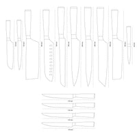 Shinrai Knives - Damascus Print 14-delige Messenset - Master collection XXL set