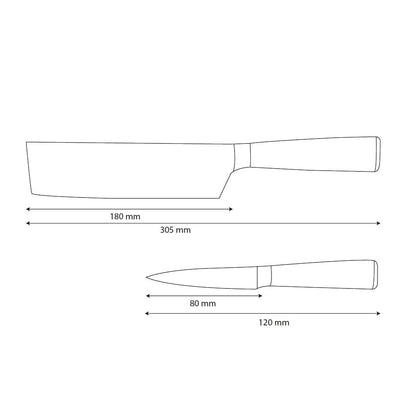 Couteaux Shinrai - Ensemble de 2 couteaux imprimés Damas - Nakiri + couteau d'office