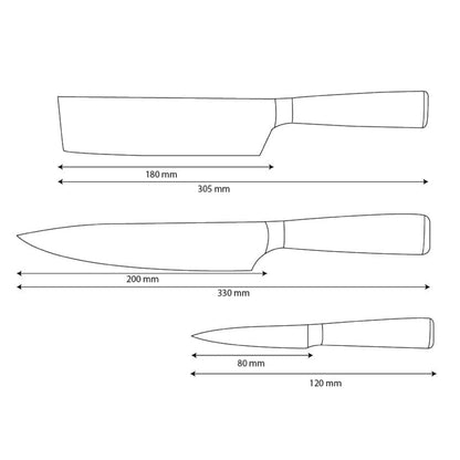 Couteaux Shinrai - Ensemble de 3 couteaux en résine époxy et onyx imprimé Damas - Couteau de chef, couteau Nakiri et couteau d'office
