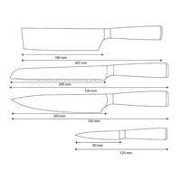 Shinrai Knives - Damascus Print 4-delige Messenset - Koksmes + Broodmes + Nakiri + Schilmes