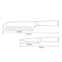 Shinrai Knives - Damascus Print Epoxy Sapphire 2-delige Messenset - Santoku + Schilmes