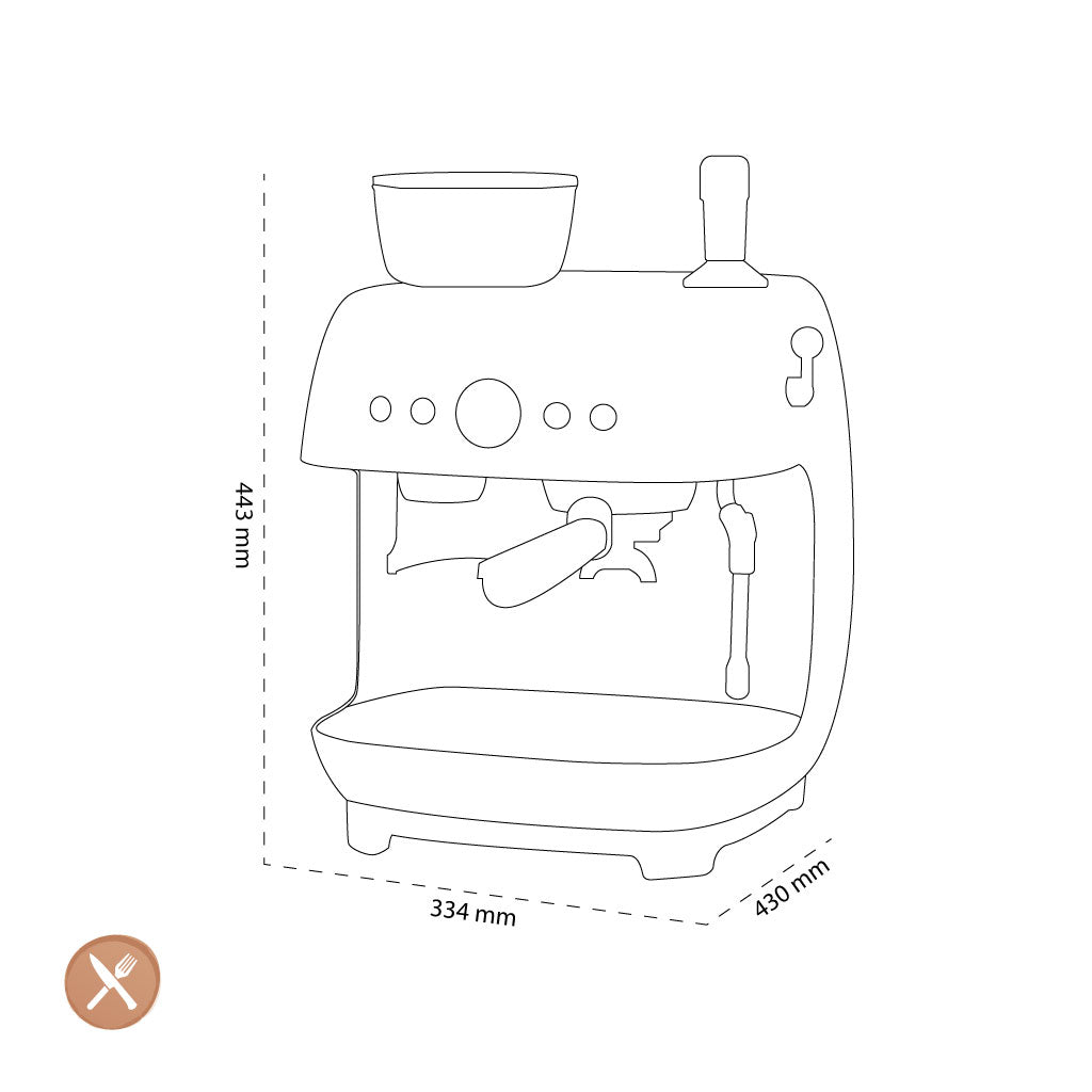 Smeg - Espressomachine | Watergroen | Jaren 50 | Handmatige espressomachine met geïntegreerde bonenmaler