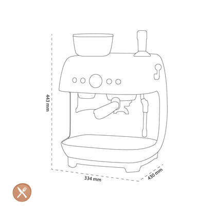 Smeg - Espressomachine | Watergroen | Jaren 50 | Handmatige espressomachine met geïntegreerde bonenmaler