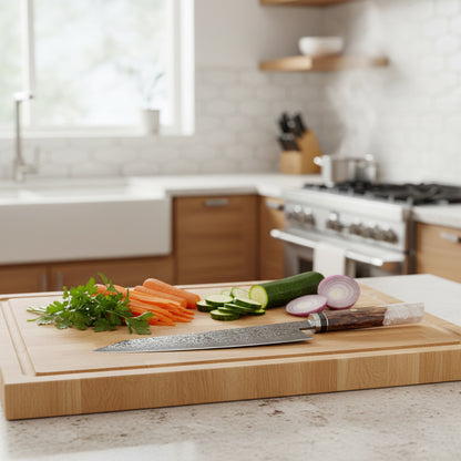 Shinrai Knives - Diamond Octagon Damascus Kiritsuke mes 23 cm - Special Edition