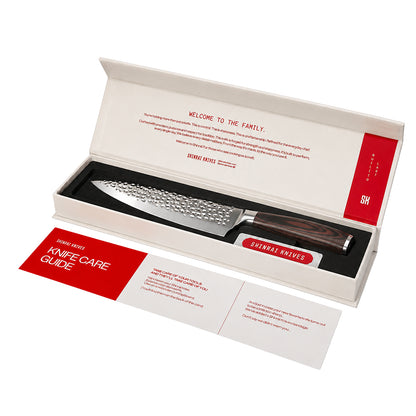 Shinrai Knives - Hammered Stainless Steel Couteau de chef 20 cm